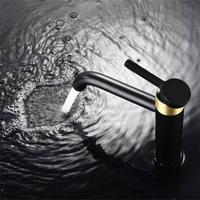 Robinet de salle de bain Kaiping en cuivre brossé or, mitigeur d'eau chaude et froide pivotant, avec cartouche céramique, idéal pour hôtels et toilettes