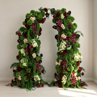 QDROYAL Luxe Guirlande Florale Verte Orchidée Hortensia pour Décoration de Fond de Mariage, Arrangement Floral, Accessoires d'Événement, Scène, Allée, Sol