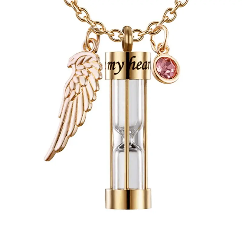 Window of glass with crystal cremation cylinder memorial of love urn necklace for ashes for women men keepsake pendant