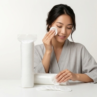 Tampons en coton hypoallergéniques Premium Spunlace 3 couches, diamètre 5,7 cm, sans peluches, emballage cylindrique, doux, double face, pour démaquillage