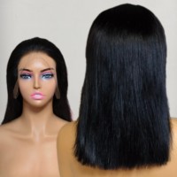 Perruque frontale courte haute définition en vrac, cheveux brésiliens ondulés, coupe bob, densité 180, décolorée, perruque complète en dentelle Remy