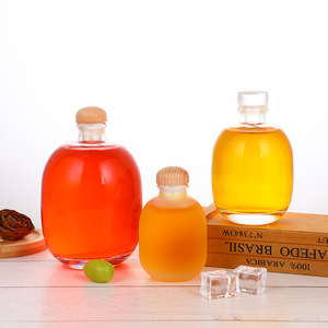 High Quality Round 250ml 500ml Transparent <strong>Wine</strong> Glass <strong>Bottle</strong> With Cork Stopper