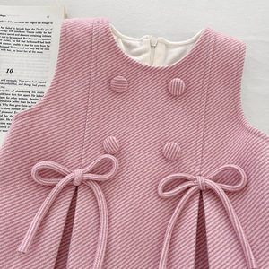 Conjunto de Dos Piezas de Falda y Chaleco Forrado de Lana para Niñas, Ropa de Invierno para Bebés, Tallas 90-150cm, Venta al Por Mayor - Product Image 4