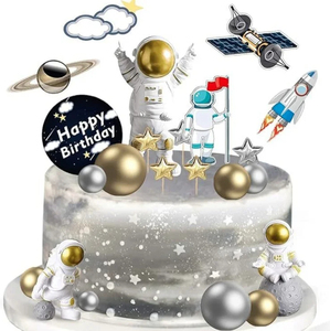 Nuevo Set de Decoración para Pastel de Astronauta de 22 Piezas, Decoración para Fiesta Temática Espacial, Decoración para Pastel de Cumpleaños con Temática de Galaxia - Product Image 3