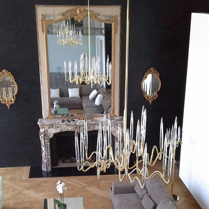 Luce moderna di lusso arte postmoderna classico <span class=keywords><strong>candelabro</strong></span> lampadari per soggiorno appeso installazione a forma lunga lampada centrale - Product Image 5