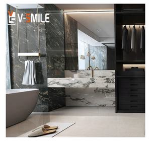 <span class=keywords><strong>Clivia</strong></span> แผ่นหินอ่อนสีขาวและกระเบื้องที่มีเส้นเลือดสีเขียวและกระเบื้องปูพื้นห้องน้ำ <span class=keywords><strong>Clivia</strong></span> โต๊ะเครื่องแป้งสีขาวด้านบน - Product Image 1