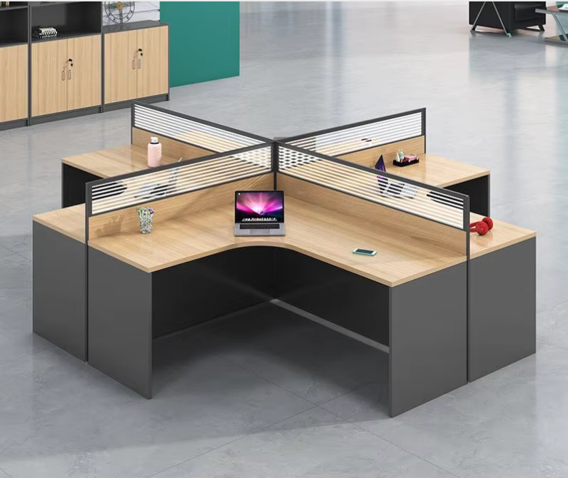 2025 Foshan Office Partition Glass Wall Office Furniture Office Workstation With Power Socket And Filing Cabinet 6 Preson