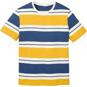 Camiseta de Hombre de Manga Corta, 100% Algodón Puro, a Rayas de Dos Colores, Transpirable, de Secado Rápido, Ligera, Personalizable y Económica - Product Image 1