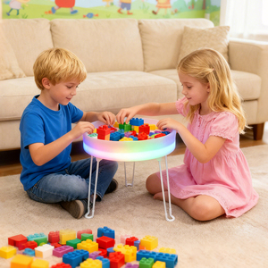 Mesa de Juego Sensorial Plegable para Niños con Tapa de PE Anti-deformación, para Uso en Interiores/Exteriores, con Luces LED, Juego de Arena y Agua - Product Image 5