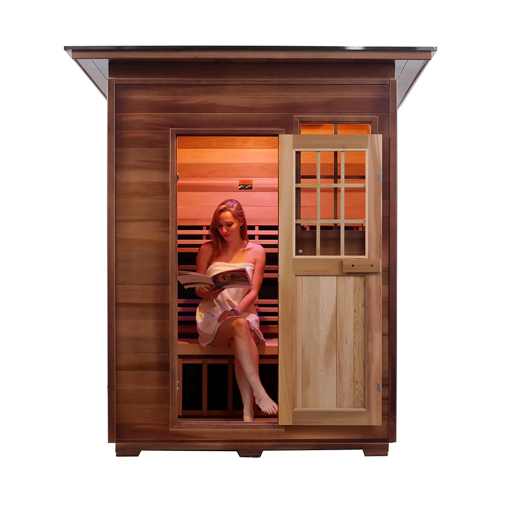 Smartmak Tuin 3 Persoons Houten Far Infrarood Saunaruimte Lage Emf Outdoor Infrarood Sauna