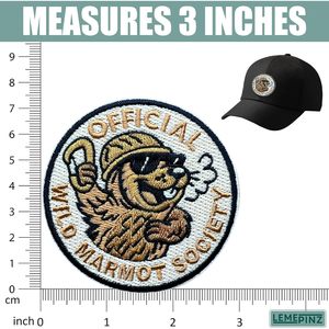 Official Wild Marmot Society 3 Inch Embroidery Patch Iron On Sew On Travel <b>Applique</b> Patch - Product Image 3