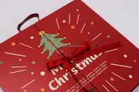 FAVORCRAFTS Calendrier de l'Avent de Noël de luxe personnalisé avec compartiments séparés, poignée et ruban, emballage rigide, grande boîte cadeau
