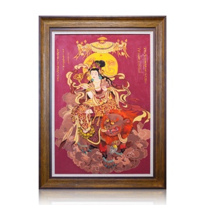 Tranh tường Phật bằng đá sa thạch thủ công, vẽ trên vải bố có khung, đồ trang trí nhà cửa, tượng Phật thủ công, tác phẩm nghệ thuật - Product Image 1