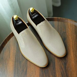Leather <b>Pointed</b> <b>Toe</b> Business Casual Shoes Autumn British Luxury DesignerMen's Breathable Lightweightmens Leather Dress Shoes - Product Image 3