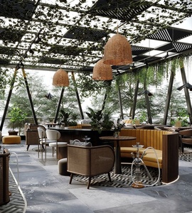 Quán Cà Phê nhà hàng đồ nội thất cong vòng gian hàng chỗ ngồi sofa bàn ăn thiết lập sang trọng S hình dạng cafe nhà hàng bàn ghế - Product Image 4