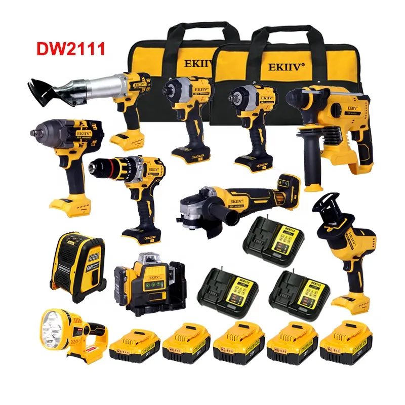 Nieuw Product Ekiiv Tools Combo Kits 20V Max Lithium Ion Draadloze Combinatie Kit 12 Stuks Groothandelsprijs