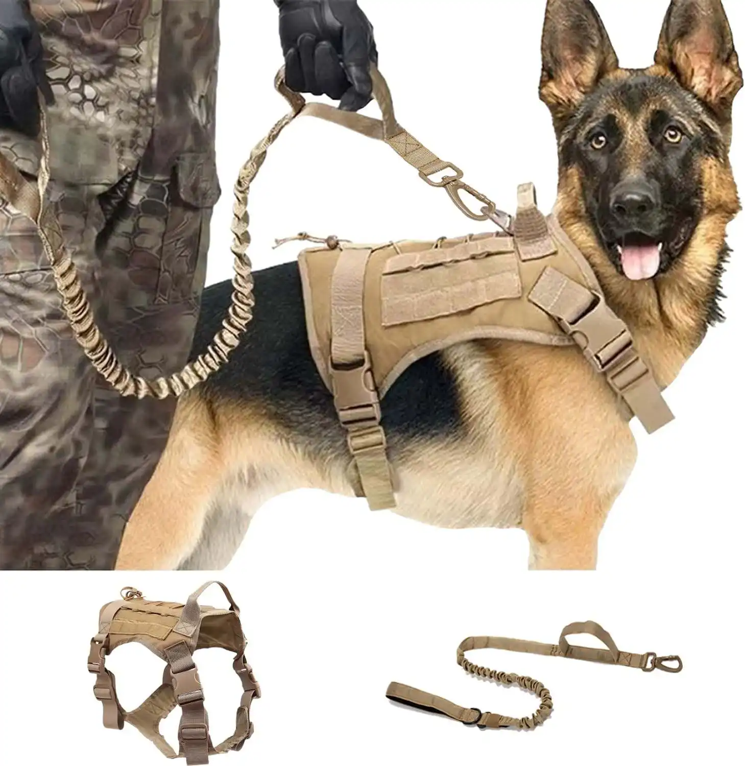 OEM Custom Logo Tactical Dog Harness Vest Reflective Manufacturer Adjustable Safety No Pull Training Dog Harness for Large Dog