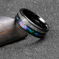 Bague pour homme Tizti Jewelry 8MM en coquille d'ormeau, bois, opale bleue, météorite, zirconium noir, titane, tungstène