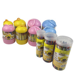 Ensemble de crayons de cire soyeux pour enfants, motifs de dessins animés mignons, avec bouteille en plastique rose, bleue et jaune portable personnalisée - Product Image 2