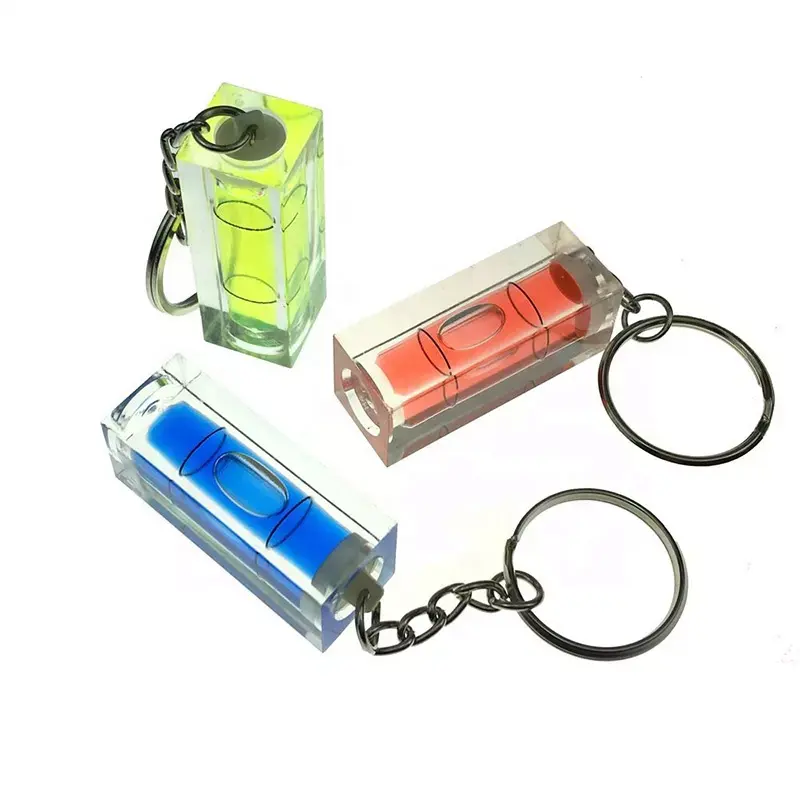 Porte-clés cadeau personnalisé avec Logo, couleur liquide, Mini niveau à bulle carré de 40x15x15mm