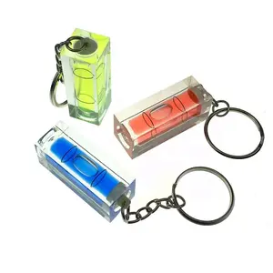 Liquid Color Customized Logo Printing Gift Keychain Mini Spirit Level with 40x15x15mm Square Bubble Level