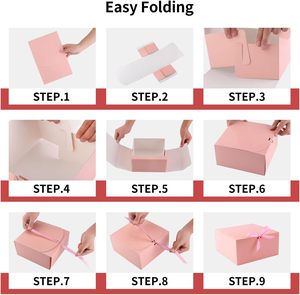 Hộp quà tặng tùy chỉnh với nắp màu hồng số lượng lớn với nơ ruy băng Phù Dâu đề nghị hộp cho Quà Tặng hộp giấy kraft - Product Image 6