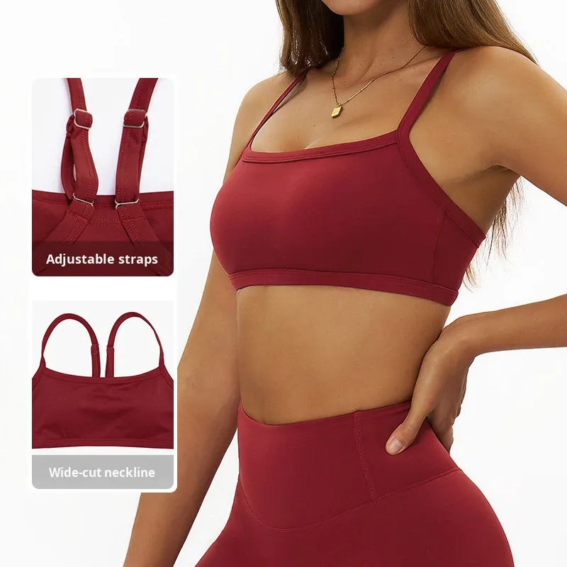 Cross Hollow Beauty Back High Support Yoga Bra Women's Contrasting Color Naked Feeling Quick-drying Running Sports Fitness