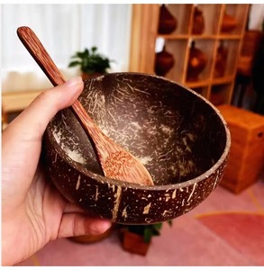 Eco Friendly Luxury <b>Coconut</b> <b>Shell</b> Non-Toxic Soup Bowl Spoon Handmade Polished Natural <b>Coconut</b> Bowl Sustainable Tableware Set - Product Image 4