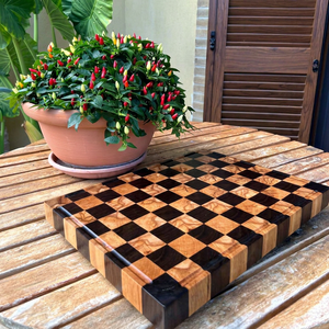 Planche à découper et bloc de préparation en bois massif d'acacia, faits à la main, durables, pour la préparation et le service des aliments en cuisine, la cuisson et la salle à manger - Product Image 1