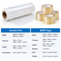 Kit d'emballage YISHI : Rouleau de film étirable transparent avec ruban adhésif pour sceller les cartons et les meubles lors de déménagements