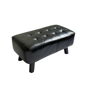 Brown <b>Leather</b> Ottoman Bench With Tufted Design For Living Room Home <b>Stool</b> - Product Image 5