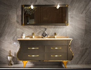 Design clássico dourado hangzhou armário do banheiro ss com espelho led - Product Image 4