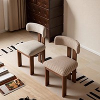 Chaises de salle à manger en bois confortables avec pieds en bois et tissu bouclé en laine, pour restaurant, hôtel, mariage, avec coussin rembourré