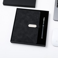 En stock, carnet de luxe A5 à couverture rigide, logo personnalisable, agenda en cuir PU de luxe avec stylo métallique, cadeau