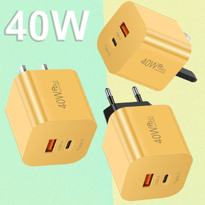 Cargador de Viaje Amarillo PD40W, Enchufes US EU UK, Carga Rápida PD.QC4.0, Material Ignífugo para iPhone y Android - Product Image 2