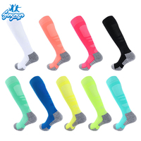 Chaussettes de football longues rembourrées professionnelles en gros, tricotées à ressort, pour enfants, jeunes, hommes, sports, mi-manches, chaussettes d'équipe de football
