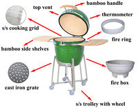 SEB 21 Barbecue Kamado Moderne en Céramique Robuste, Fumoir au Charbon de Bois, Hauteur Réglable, Sécurité Flamme, Parois Épaisses, Rétention de Chaleur