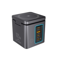 105W 6 en 1 Power Combo Tower Adaptateur de chargeur de bureau sans fil pour tous les téléphones portables 65W Type C PD Super Fast Watch Power Charger