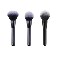 Kuas Bedak Besar Grosir dengan Logo Custom, Gagang Hitam, Kuas Makeup Blush Lembut untuk Label Pribadi, Kuas Makeup Bedak Besar dan Tebal