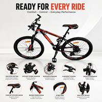 Vélo de montagne unisexe en acier au carbone 26/27,5/29 pouces, 21/24/27 vitesses, VTT, vélo de descente, fabriqué en Chine, vente en gros