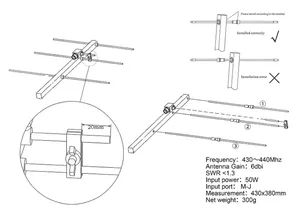 Antena de Radio HAM Portátil Desmontable de Alta Ganancia de 3 Elementos, Polarización Vertical Ajustable, Comunicación Óptima, Yagi YI-D-3' Yag - Product Image 6