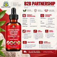 Perseek Complément alimentaire au poivre de Cayenne, gouttes liquides orales, baies d'aubépine, vitamine D3 K2, poudre de betterave, cannelle de Ceylan, curcuma, pour adultes