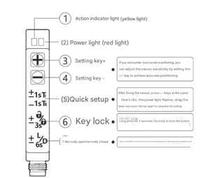 Đầu ra kép điện dung nhãn cảm biến phát hiện nhãn cho thực phẩm đóng gói máy in trong suốt cảm biến quang học rõ ràng - Product Image 6