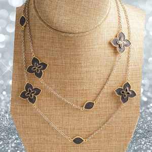 Customnecklacependant rodyum 2 ton çiçek Jetglitter tanrıça uzun zincir kolye - Product Image 2