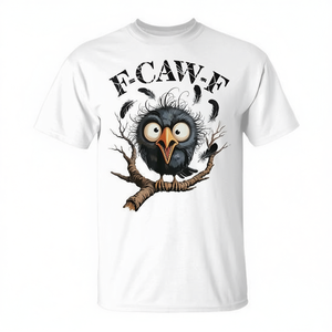 Camiseta de Halloween con Diseño de Cuervo F-Caw-F, Manga Corta, Cuello Redondo, Unisex, Impresión Digital, para Adultos, Promocional - Product Image 2