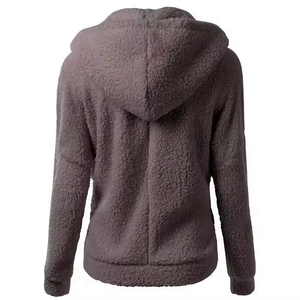 Sudaderas con capucha <span class=keywords><strong>de</strong></span> lana con cremallera para <span class=keywords><strong>mujer</strong></span>, chaqueta Sherpa cálida <span class=keywords><strong>de</strong></span> invierno, Abrigo con capucha <span class=keywords><strong>de</strong></span> <span class=keywords><strong>felpa</strong></span> esponjosa y acogedora, <span class=keywords><strong>sudadera</strong></span> <span class=keywords><strong>de</strong></span> moda informal suave para exteriores - Product Image 3