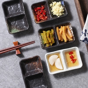Piatto per Salsa di Soia in Ceramica <span class=keywords><strong>a</strong></span> Due Strati, Stile Coreano, per Barbecue e Hot Pot, con <span class=keywords><strong>Scomparti</strong></span> per Salse - Product Image 1