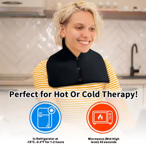 Enveloppe de <span class=keywords><strong>glace</strong></span> réglable pour le cou avec boutons - Collier cervical en gel de qualité médicale pour thérapie chaude et froide, soulagement des douleurs cervicales - Product Image 4