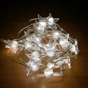 Luces de Navidad DIY, 20 LED, Guirnalda de Alambre de Cobre con Forma de Estrella, Funciona con Pilas, Decoración para Fiestas Familiares y Reuniones - Product Image 1