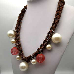 Big Pearl Clothing Necklace Fancy <strong>Costume</strong> Necklace No Fade No rust Jewelry Weave Handmade <strong>Jewellery</strong> - Product Image 4